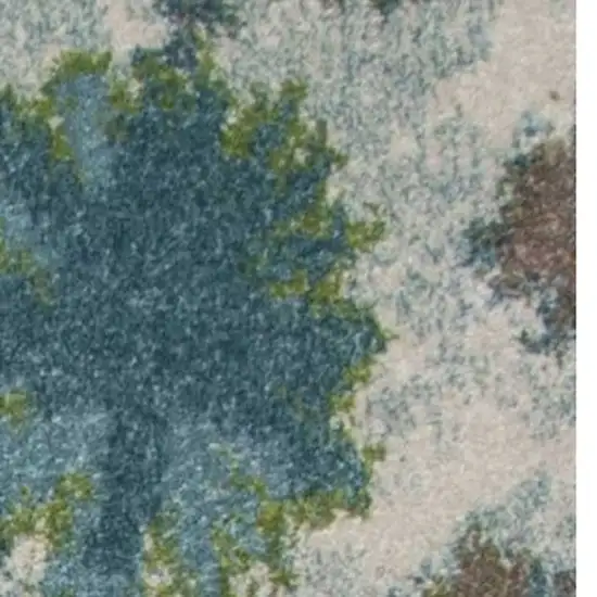 Teal Watercolor Flowers Area Rug Photo 7