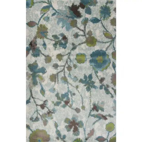 Teal Watercolor Flowers Area Rug Photo 2