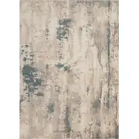 Photo of Teal and Ivory Abstract Non Skid Area Rug