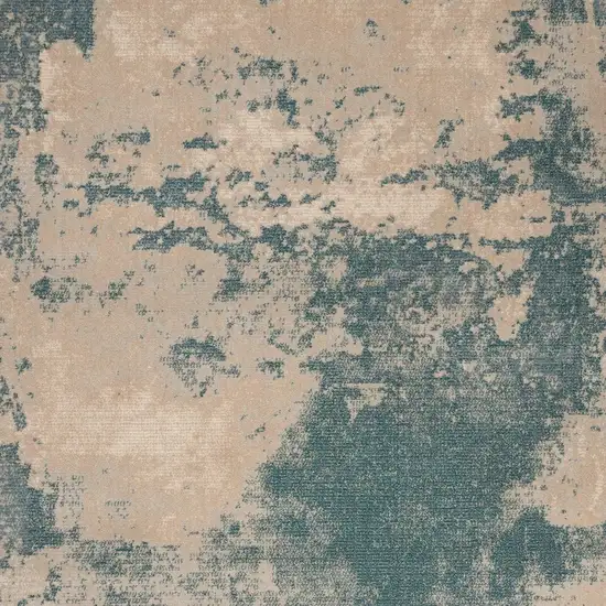 Teal and Ivory Abstract Non Skid Area Rug Photo 5