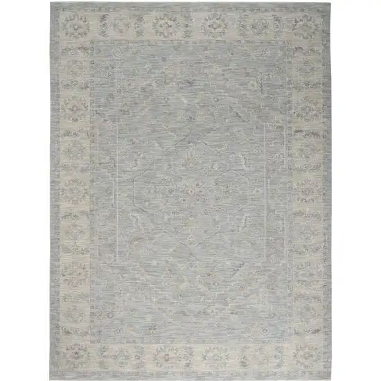 Teal and Ivory Floral Power Loom Area Rug Photo 8