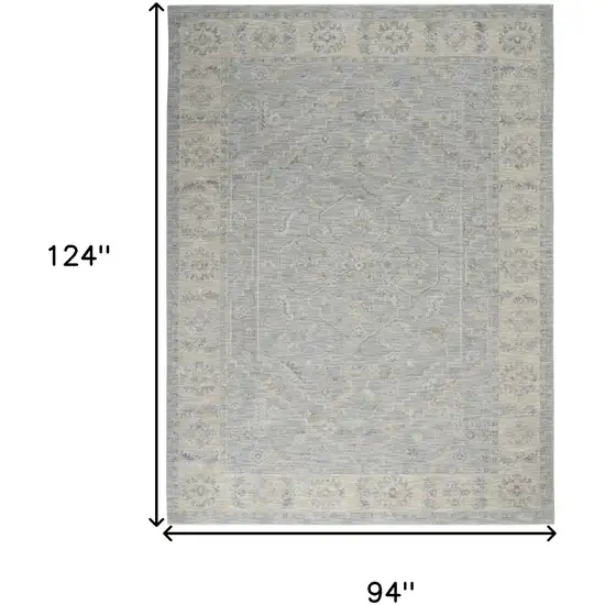 Teal and Ivory Floral Power Loom Area Rug Photo 3