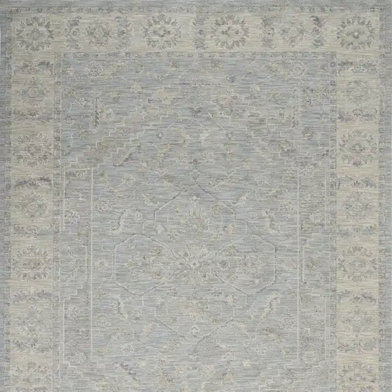 Teal and Ivory Floral Power Loom Area Rug Photo 7