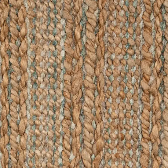 Teal and Natural Braided Jute Area Rug Photo 2