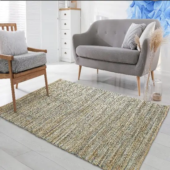Teal and Natural Braided Jute Area Rug Photo 8