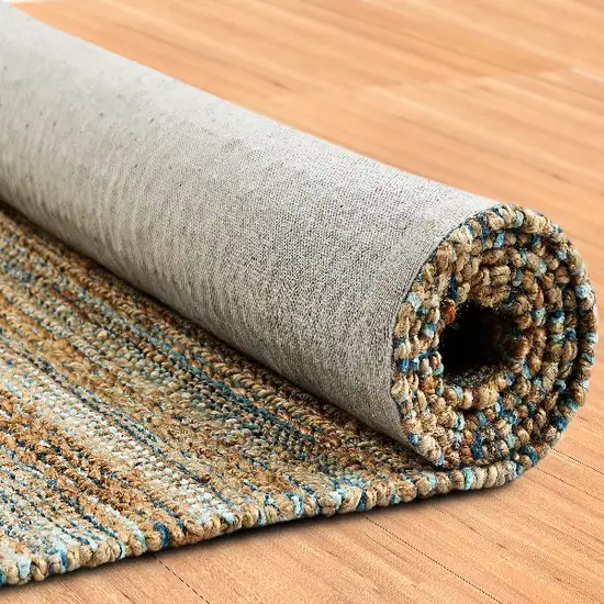 Teal and Natural Braided Jute Area Rug Photo 7