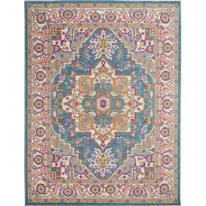 Photo of Teal and Pink Medallion Area Rug