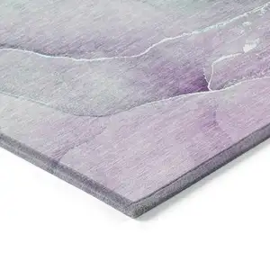 Photo of Teal and Purple Abstract Washable Indoor Outdoor Area Rug