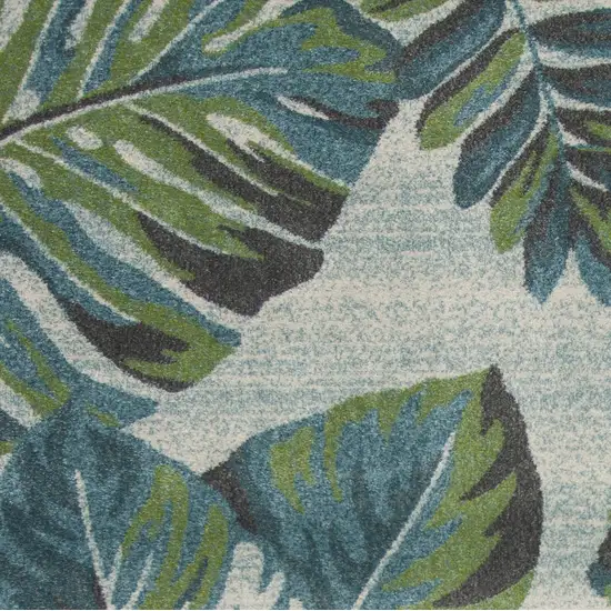 Teal or Green Tropical Leaves Indoor Area Rug Photo 2