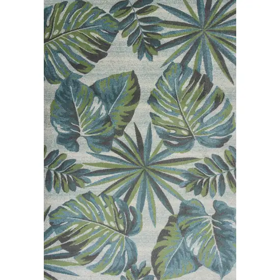 Teal or Green Tropical Leaves Indoor Area Rug Photo 1