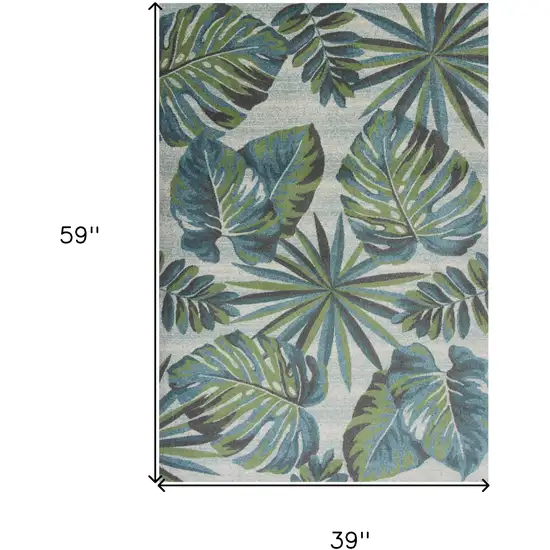 Teal Or Green Tropical Polypropylene Area Rug Photo 8