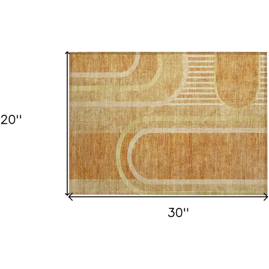 Terra Cotta Abstract Washable Indoor Outdoor Area Rug Photo 3