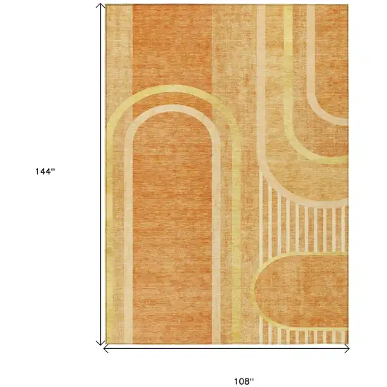 Terra Cotta Abstract Washable Indoor Outdoor Area Rug Photo 3