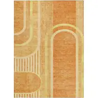 Photo of Terra Cotta Abstract Washable Non Skid Indoor Outdoor Area Rug