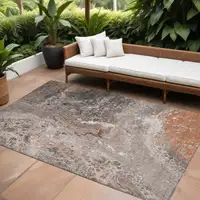 Photo of Terra Cotta Abstract Washable Non Skid Indoor Outdoor Area Rug