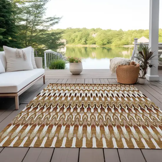 Terra Cotta Beige And Red Southwestern Washable Indoor Outdoor Area Rug Photo 9