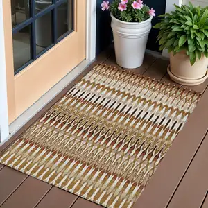 Photo of Terra Cotta Beige And Red Southwestern Washable Indoor Outdoor Area Rug