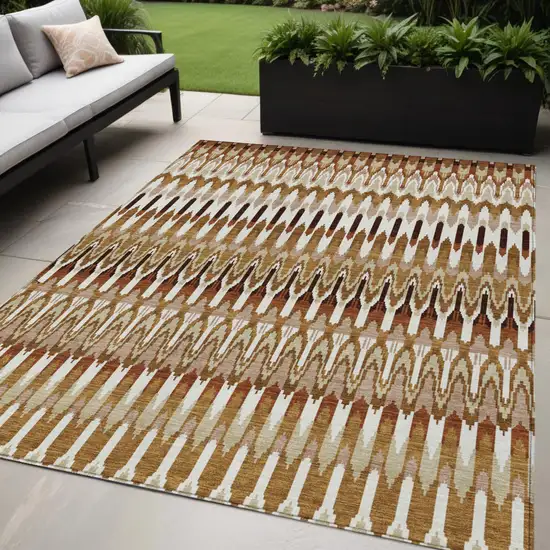 Terra Cotta Beige And Red Southwestern Washable Indoor Outdoor Area Rug Photo 1