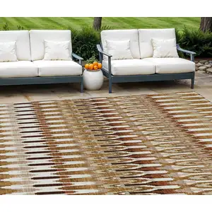 Photo of Terra Cotta Beige And Red Southwestern Washable Indoor Outdoor Area Rug