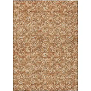 Photo of Terra Cotta Copper And Beige Geometric Washable Indoor Outdoor Area Rug