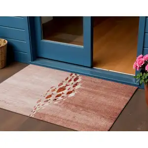 Photo of Terra Cotta Copper And Ivory Nautical Washable Indoor Outdoor Area Rug