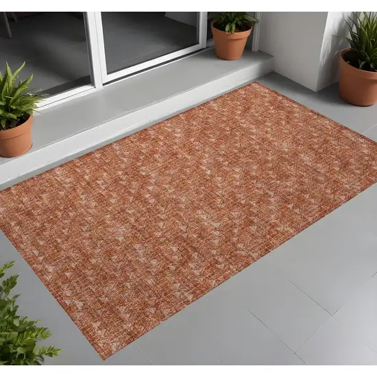 Terra Cotta Geometric Washable Non Skid Indoor Outdoor Area Rug Photo 1