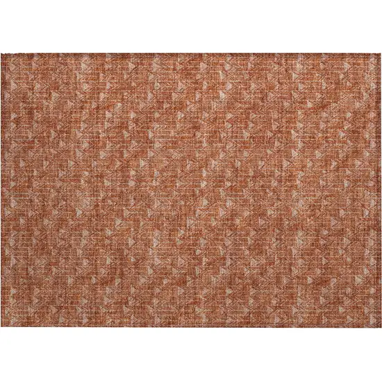 Terra Cotta Geometric Washable Non Skid Indoor Outdoor Area Rug Photo 2