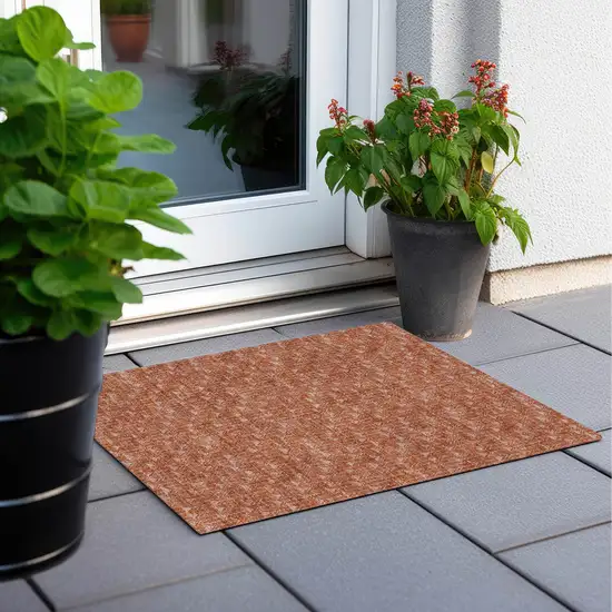 Terra Cotta Geometric Washable Non Skid Indoor Outdoor Area Rug Photo 9