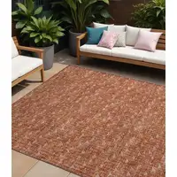 Photo of Terra Cotta Geometric Washable Non Skid Indoor Outdoor Area Rug