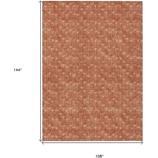 Terra Cotta Geometric Washable Non Skid Indoor Outdoor Area Rug Photo 3