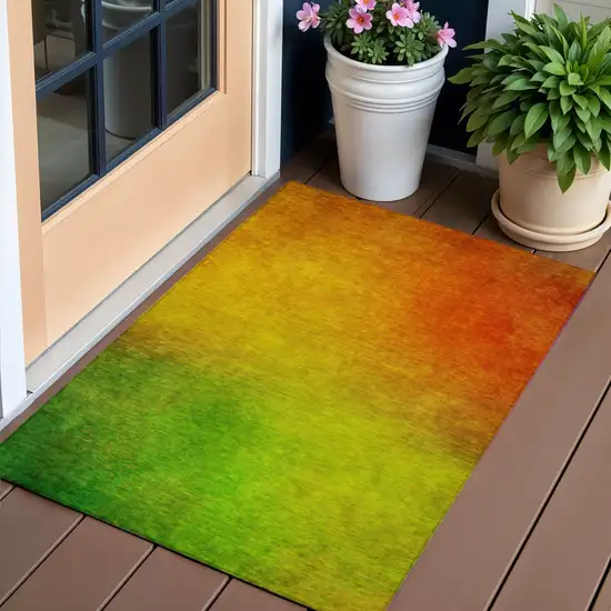 Terra Cotta Ombre Washable Non Skid Indoor Outdoor Area Rug Photo 1