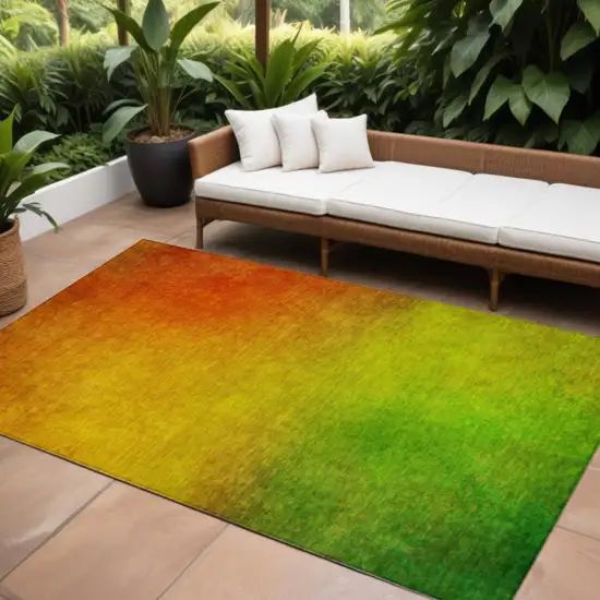 Terra Cotta Ombre Washable Non Skid Indoor Outdoor Area Rug Photo 1