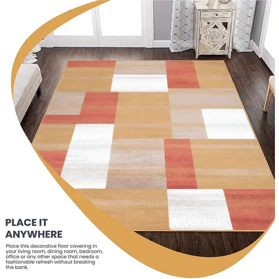 Terra Cotta Patchwork Power Loom Stain Resistant Area Rug Photo 8