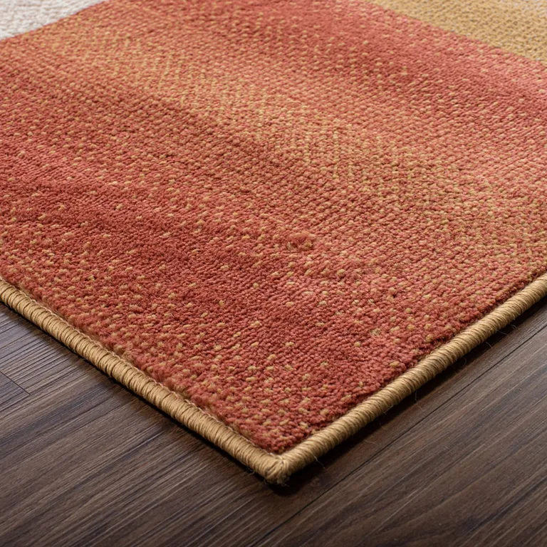 Terra Cotta Patchwork Power Loom Stain Resistant Area Rug Photo 3