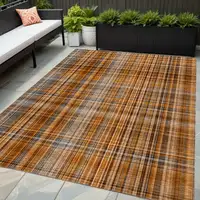 Photo of Terra Cotta Plaid Washable Non Skid Indoor Outdoor Area Rug