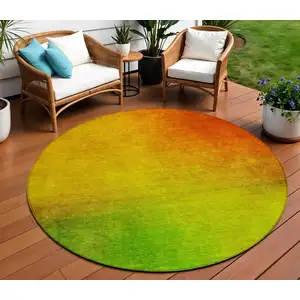 Photo of Terra Cotta Round Ombre Washable Non Skid Indoor Outdoor Area Rug