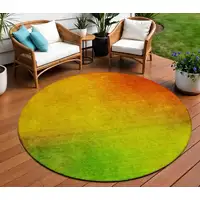 Photo of Terra Cotta Round Ombre Washable Non Skid Indoor Outdoor Area Rug