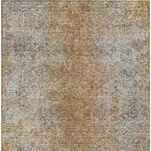 Photo of Terra Cotta Silver And Charcoal Oriental Washable Indoor Outdoor Area Rug