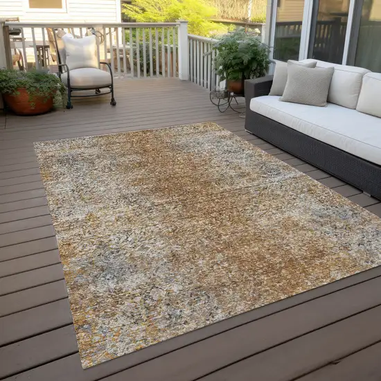 Terra Cotta Silver And Charcoal Oriental Washable Indoor Outdoor Area Rug Photo 9