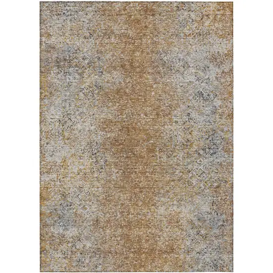 Terra Cotta Silver And Charcoal Oriental Washable Indoor Outdoor Area Rug Photo 1