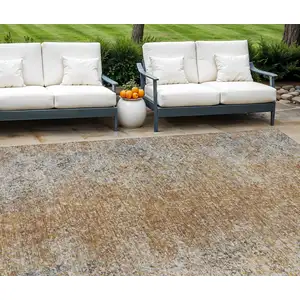 Photo of Terra Cotta Silver And Charcoal Oriental Washable Indoor Outdoor Area Rug