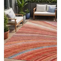 Photo of Terra Cotta Striped Washable Non Skid Indoor Outdoor Area Rug