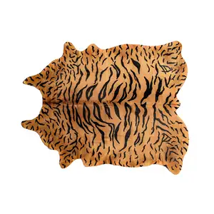 Photo of Tiger Black on Natural Cowhide  Rug