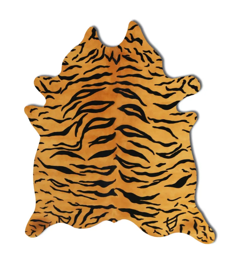 Tiger Chocolate On Natural Cowhide - Rug Photo 1