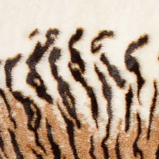 Brown and Black Faux Fur Tiger Print Shag Area Rug Photo 4