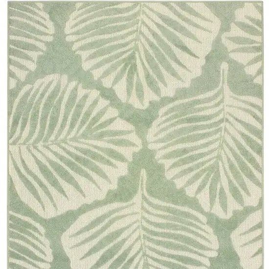 Tropical Light Green Ivory Palms Indoor Outdoor Rug Photo 5