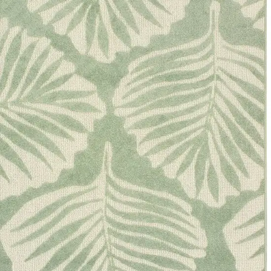 Tropical Light Green Ivory Palms Indoor Outdoor Rug Photo 4