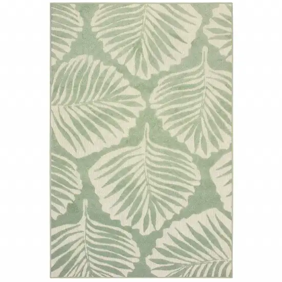 Tropical Light Green Ivory Palms Indoor Outdoor Rug Photo 1