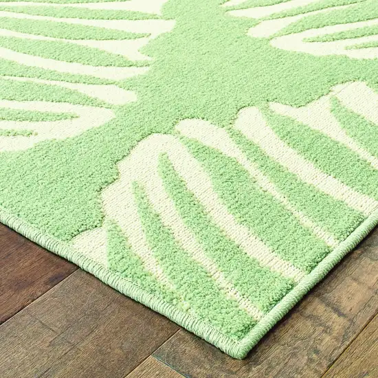 Tropical Light Green Ivory Palms Indoor Outdoor Rug Photo 2