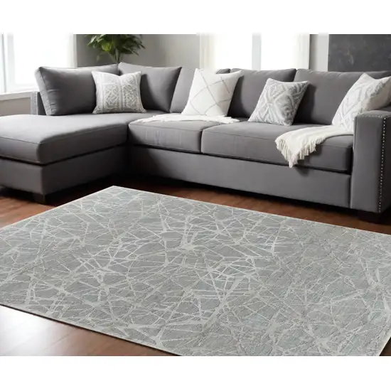 Turquoise Abstract Power Loom Stain Resistant Area Rug Photo 1